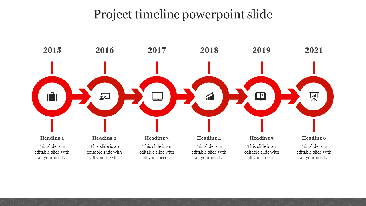 project timeline powerpoint slide-Red